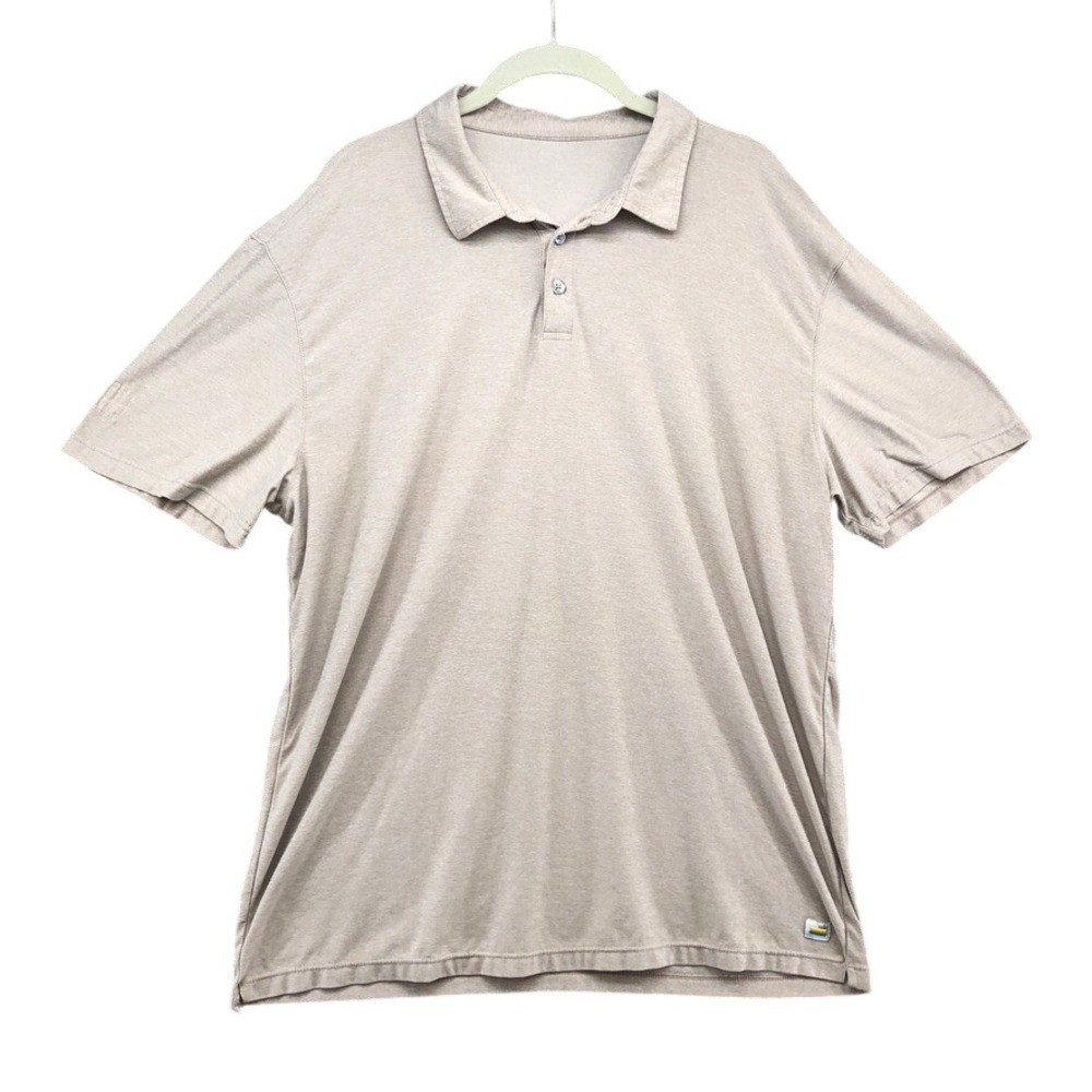 Vuori Polo Shirt Mens Large Tan Short Sleeve Performance Athletic Casual